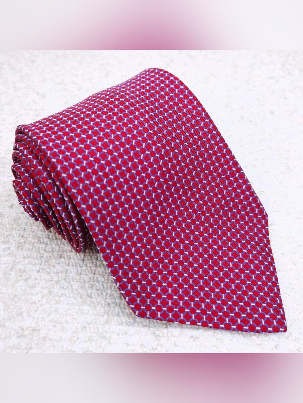 Brooks Brothers Silk Tie Red White Blue Geometric 58" x 3.75"
